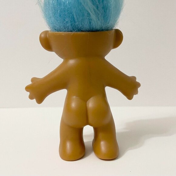 Vtg Russ Troll Doll Blue Hair Hawaiian Beach Style Shirt With Palm Trees 4 Inch - Picture 9 of 16